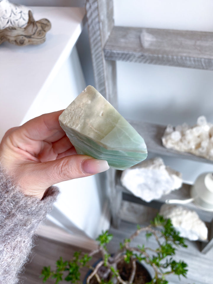 Tall, Large Pistachio Calcite Raw Freeform #1 - Green Calcite