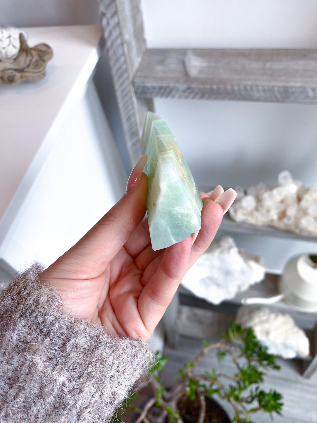 Tall, Large Pistachio Calcite Raw Freeform #1 - Green Calcite