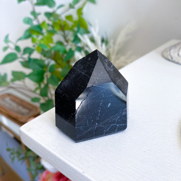 Six Sided Polished Black Tourmaline Tower 