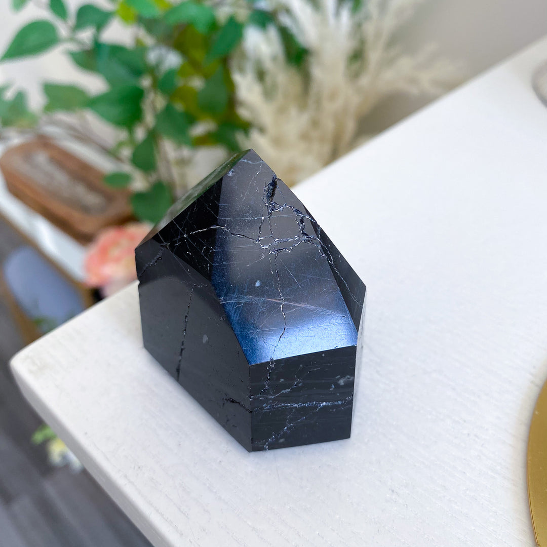 Six Sided Polished Black Tourmaline Tower 
