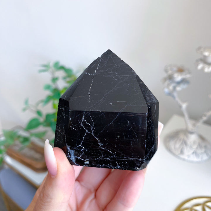 Six Sided Polished Black Tourmaline Tower 