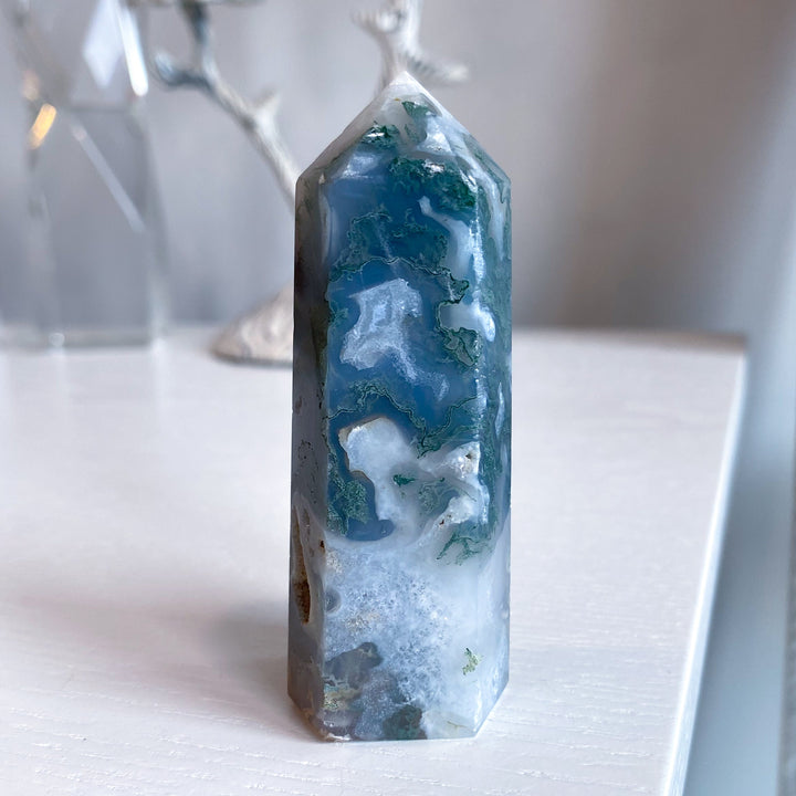 Beautiful Moss Agate Tower #6