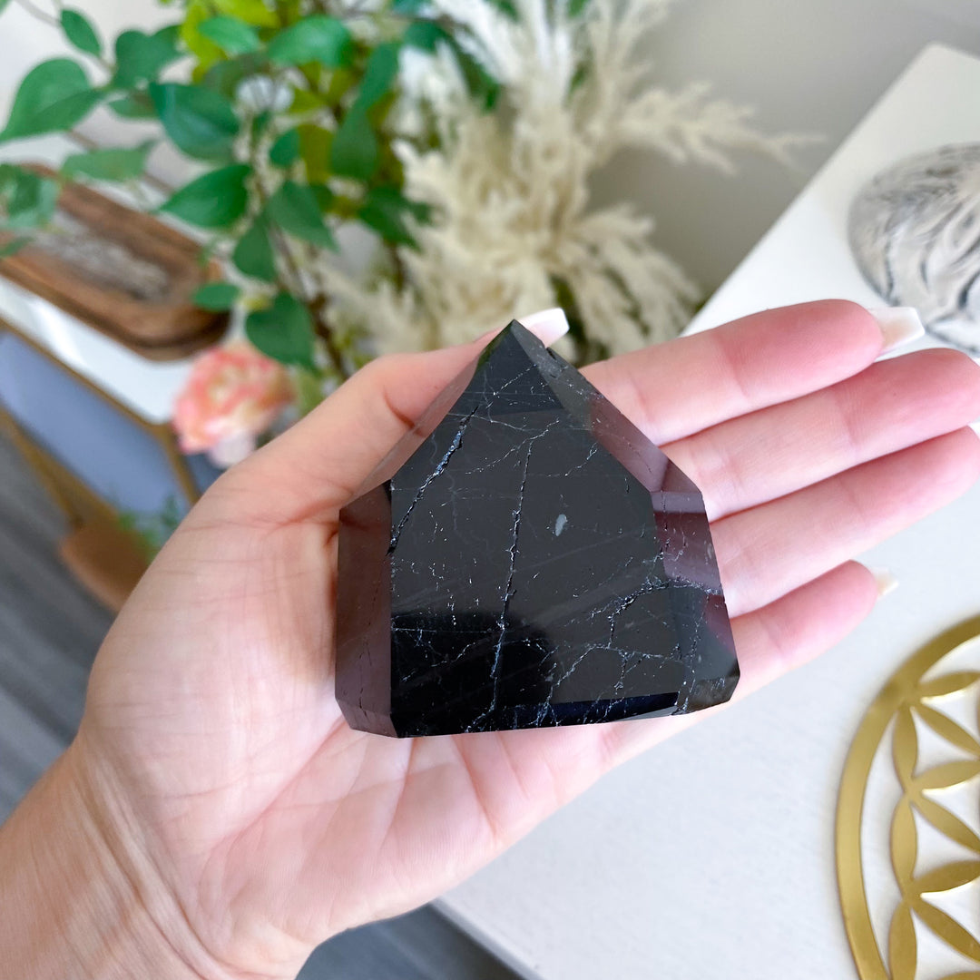 Six Sided Polished Black Tourmaline Tower 