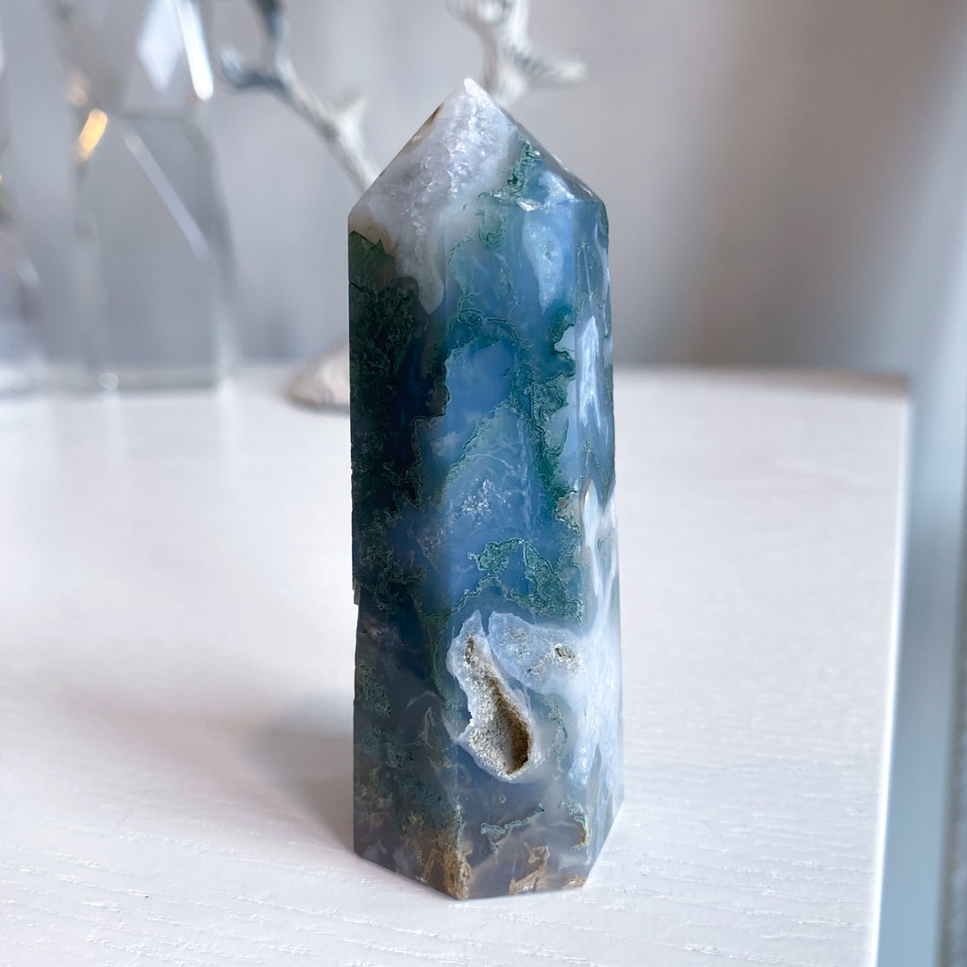 Beautiful Moss Agate Tower #6