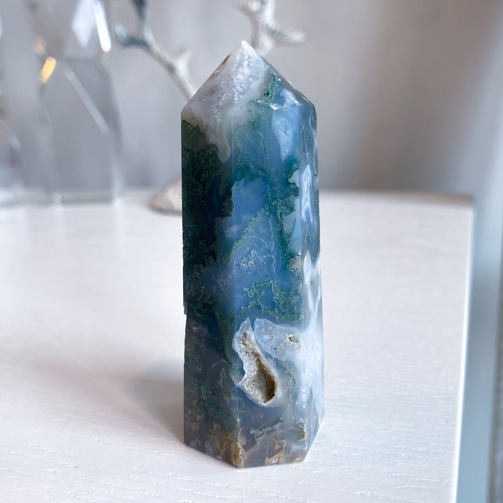 Beautiful Moss Agate Tower #6