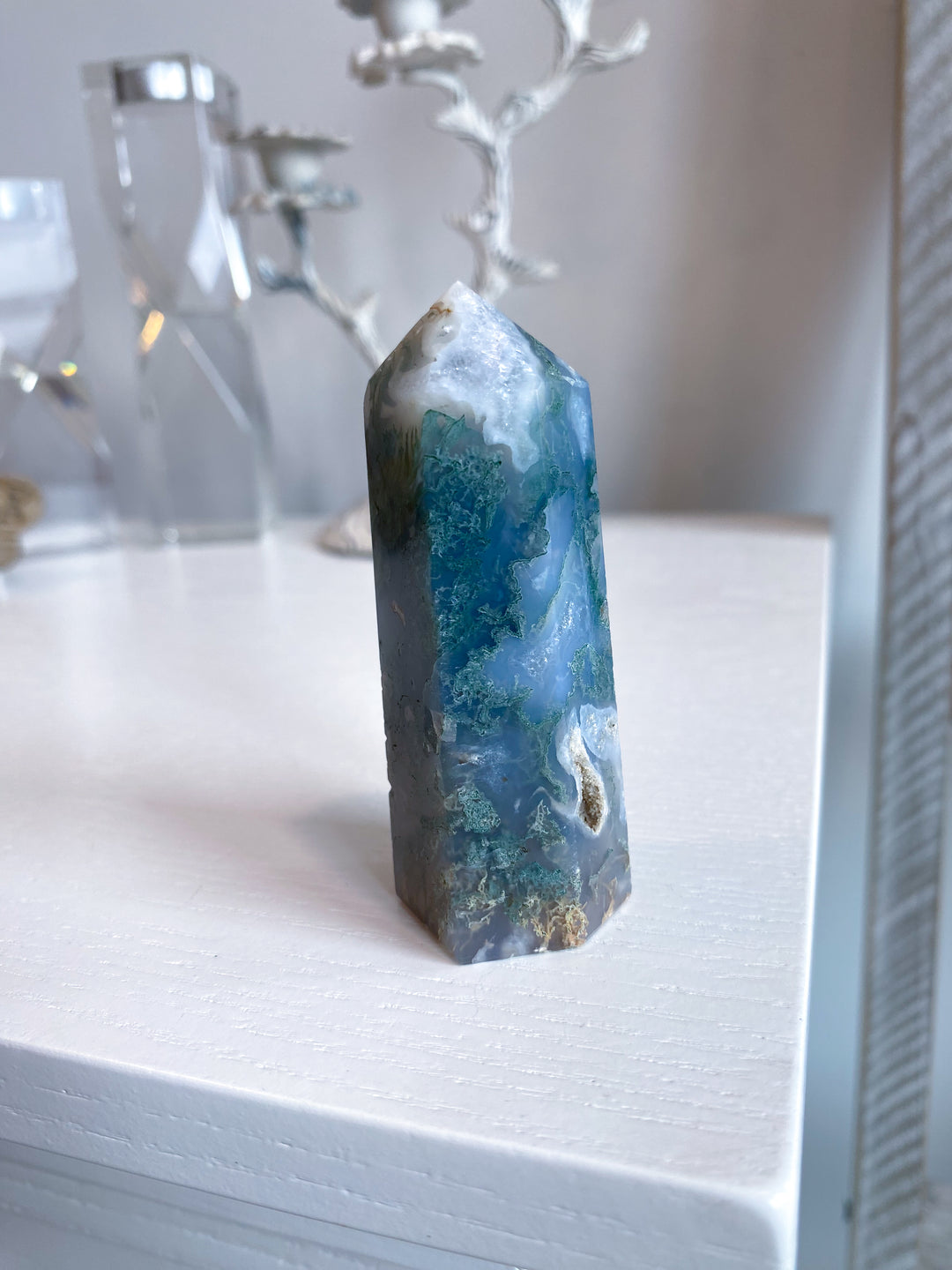 Beautiful Moss Agate Tower #6