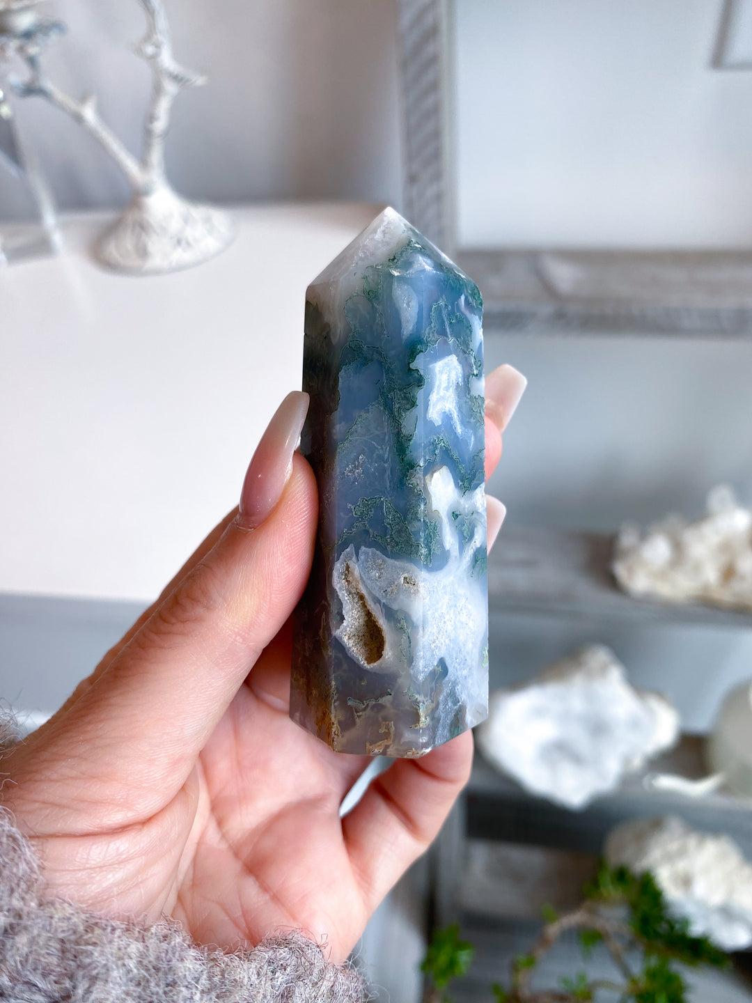 Beautiful Moss Agate Tower #6