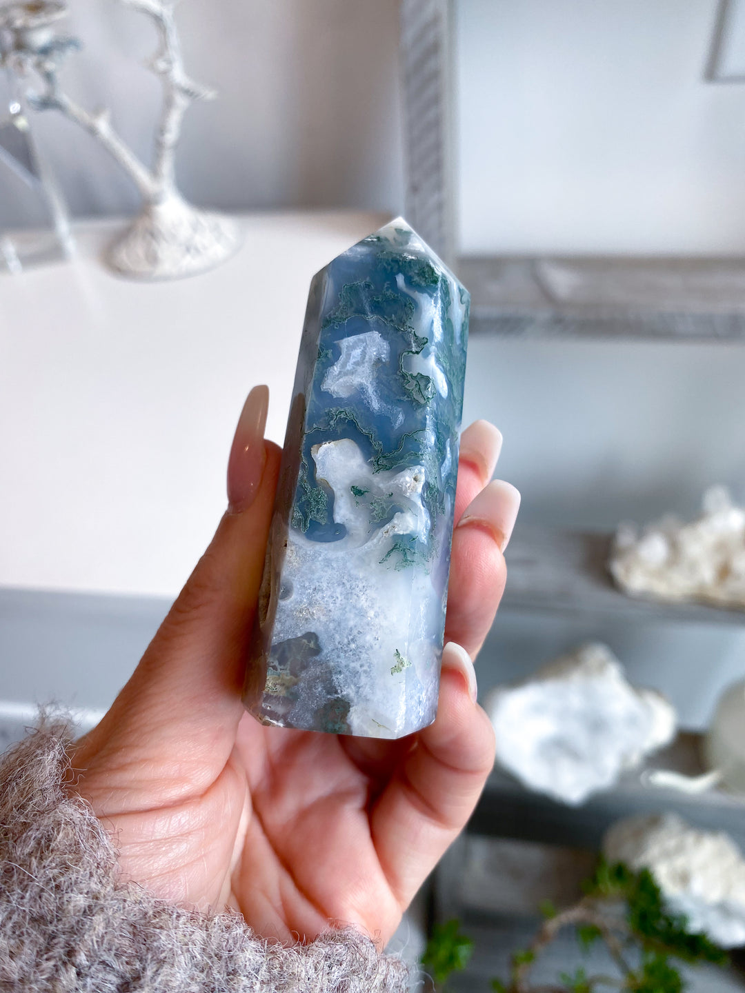 Beautiful Moss Agate Tower #6