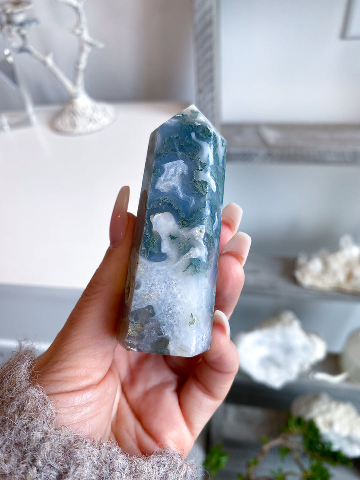 Beautiful Moss Agate Tower #6