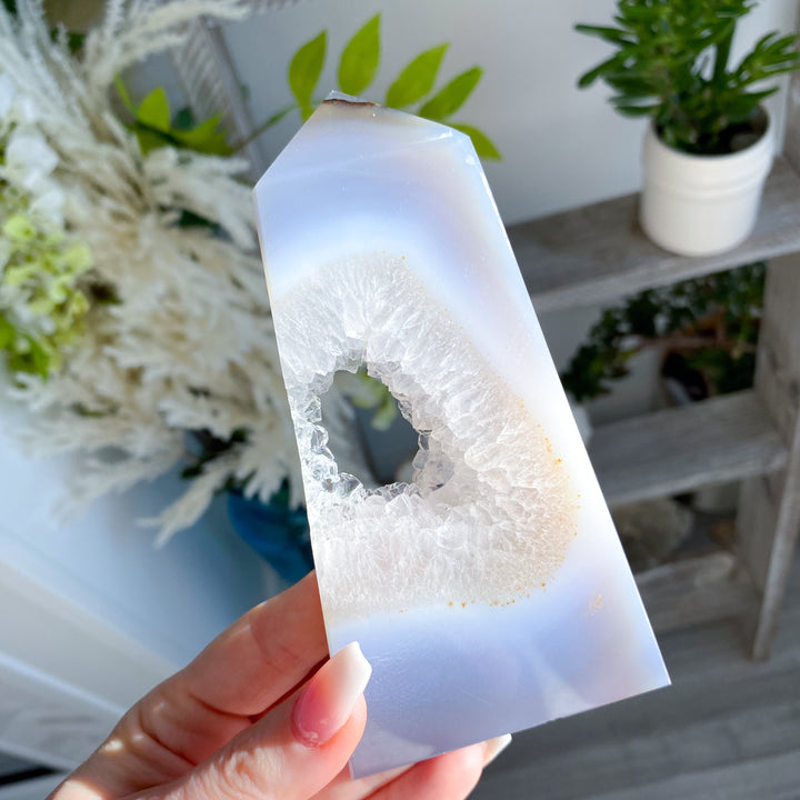 Gray Druzy Agate and Quartz Slice #2