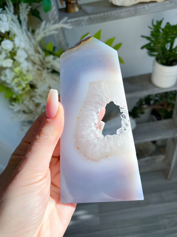 Gray Druzy Agate and Quartz Slice #2