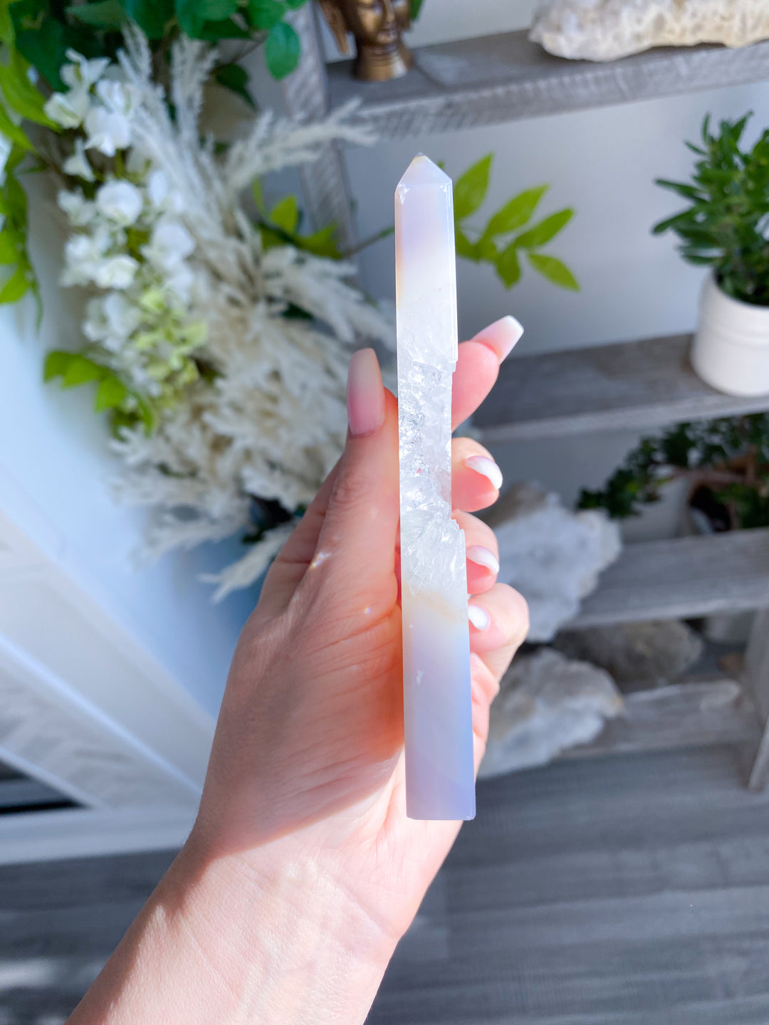 Gray Druzy Agate and Quartz Slice #2