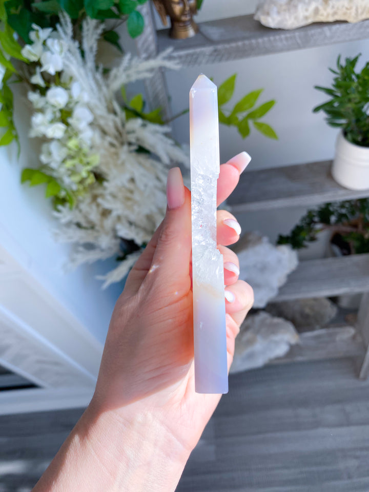Gray Druzy Agate and Quartz Slice #2