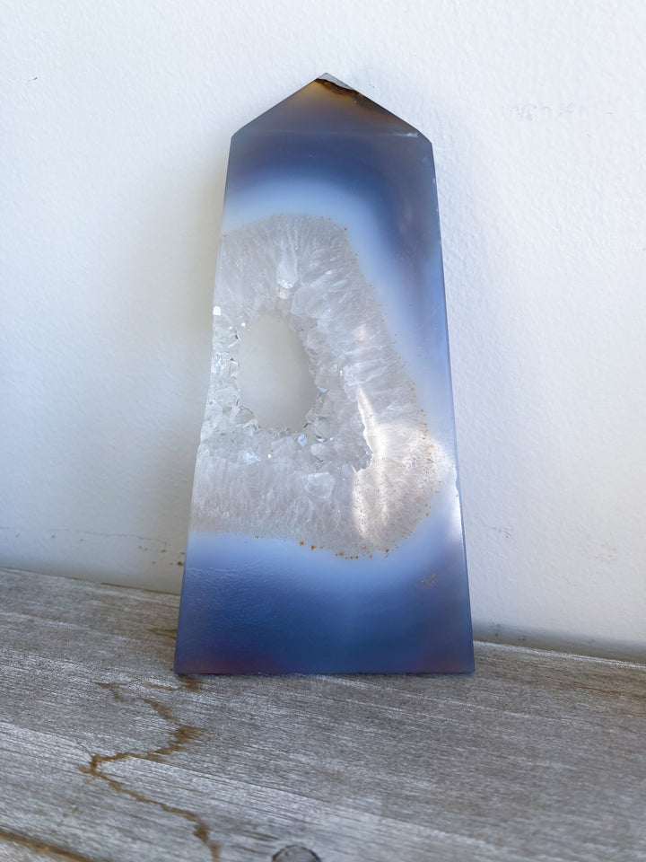 Gray Druzy Agate and Quartz Slice #2
