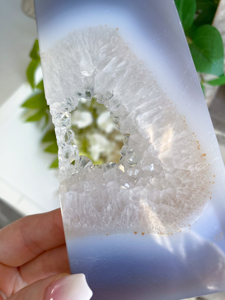Gray Druzy Agate and Quartz Slice #2