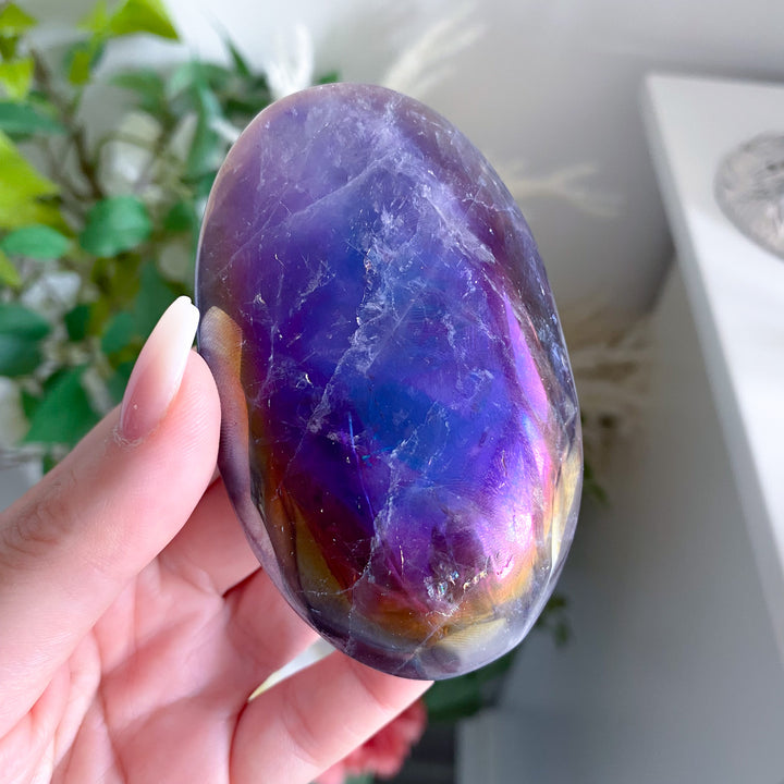 Cosmic Aura Amethyst Palm Stone 