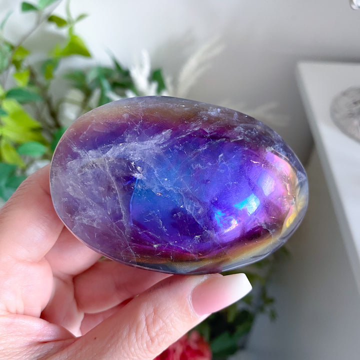 Cosmic Aura Amethyst Palm Stone 