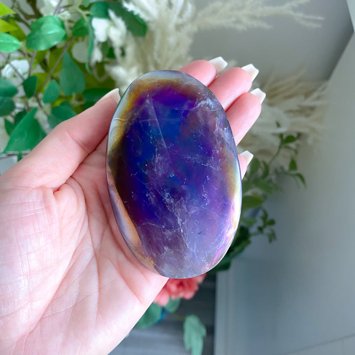 Cosmic Aura Amethyst Palm Stone 