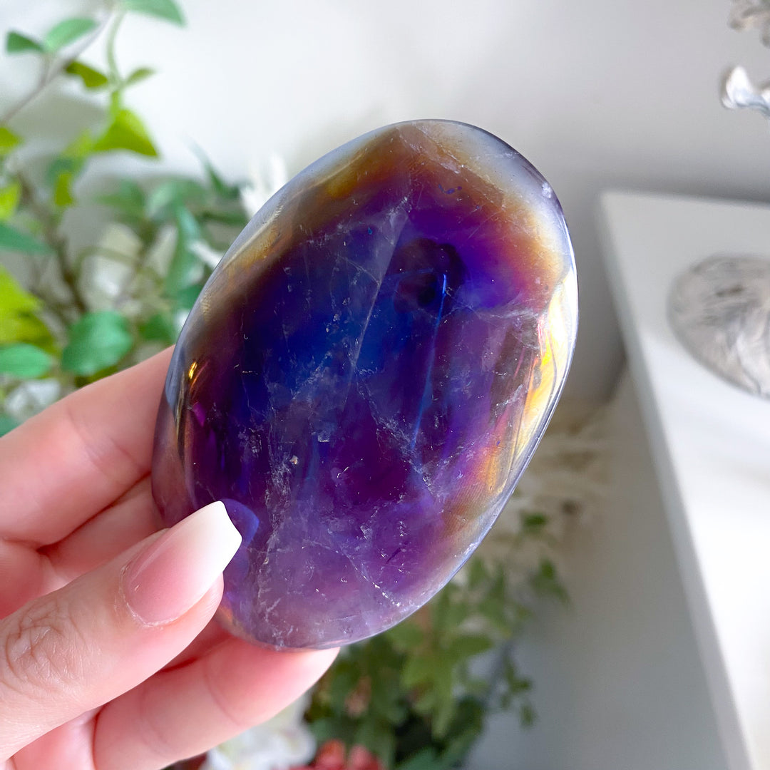 Cosmic Aura Amethyst Palm Stone 
