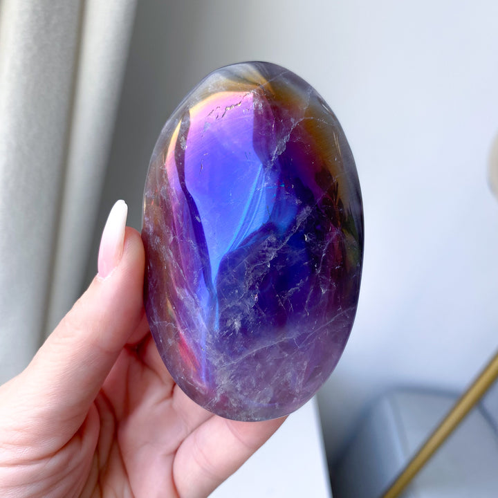 Cosmic Aura Amethyst Palm Stone 