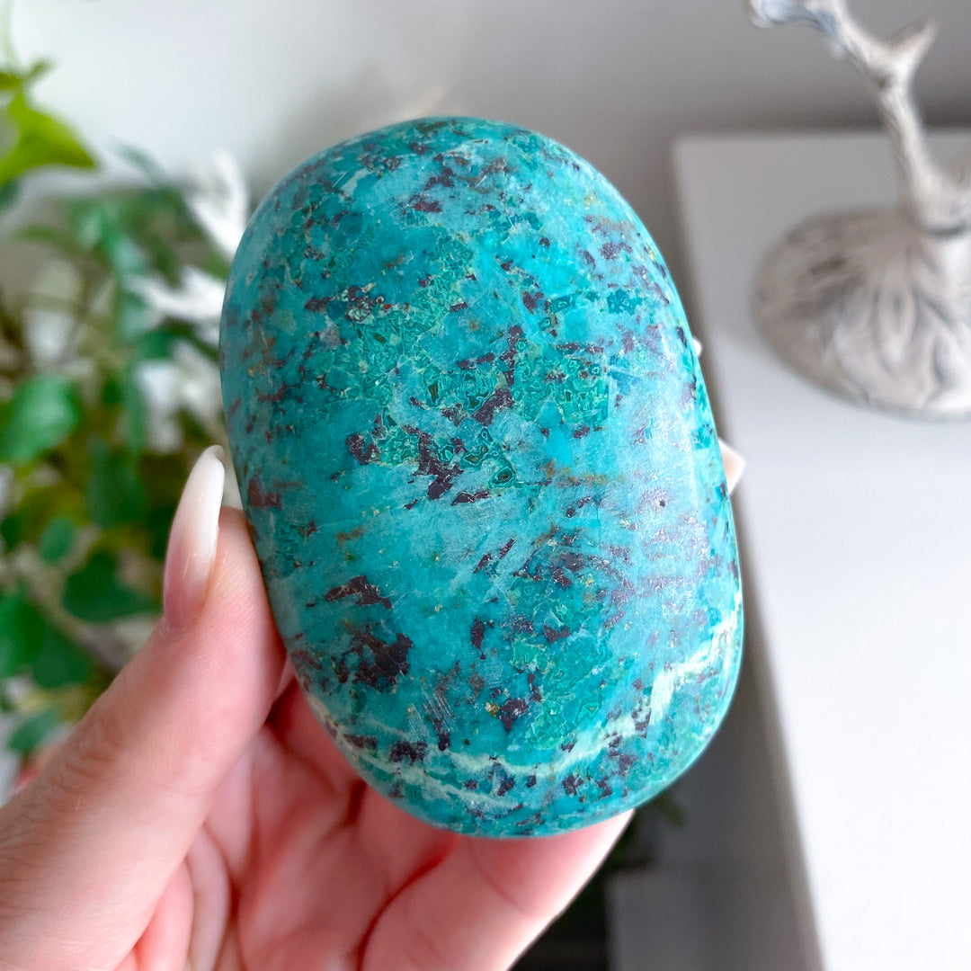 Bright Chrysocolla Palm Stone 