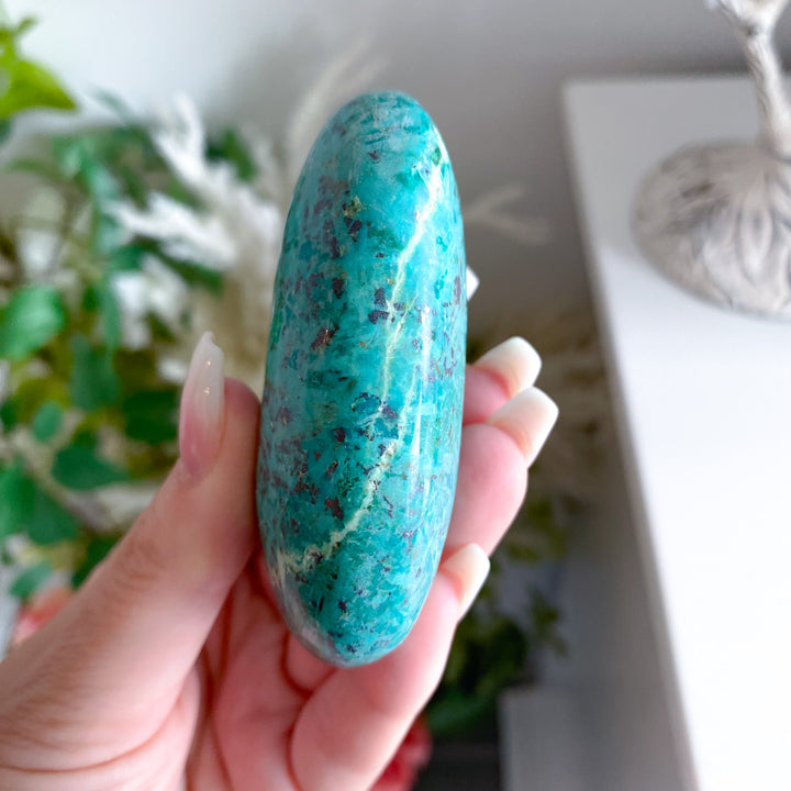 Bright Chrysocolla Palm Stone 