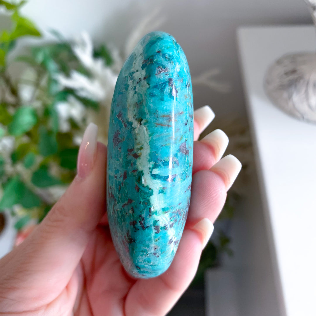 Bright Chrysocolla Palm Stone 