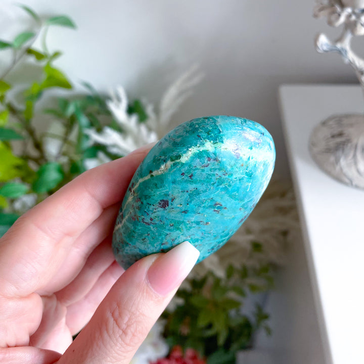 Bright Chrysocolla Palm Stone 