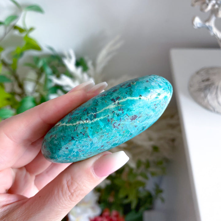 Bright Chrysocolla Palm Stone 