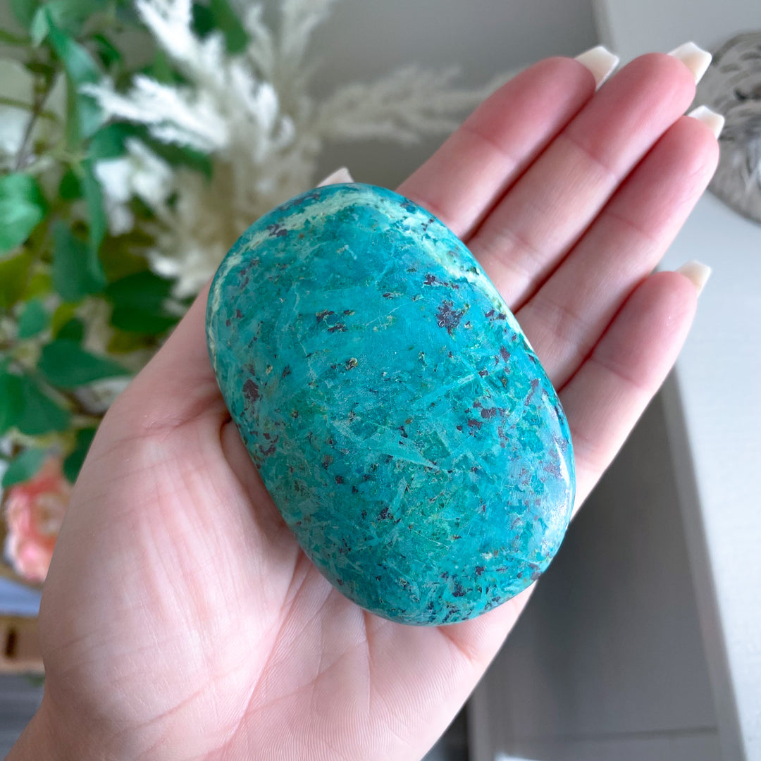 Bright Chrysocolla Palm Stone 
