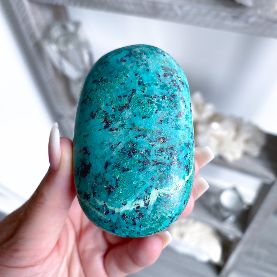 Bright Chrysocolla Palm Stone 