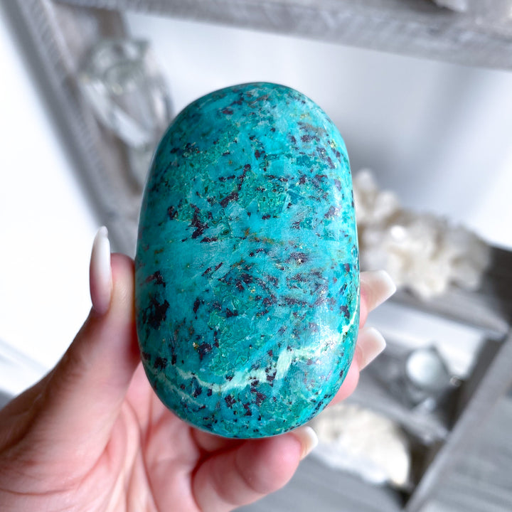 Bright Chrysocolla Palm Stone 