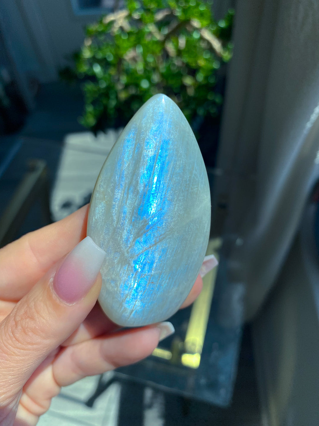 Narrow Blue Flash Moonstone Flame 