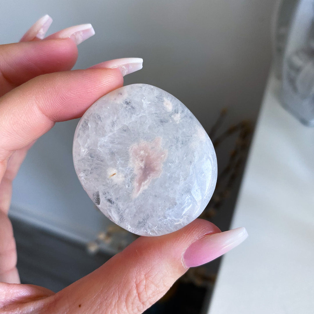 XSmall Pink Amethyst in Quartz Palm Stone 