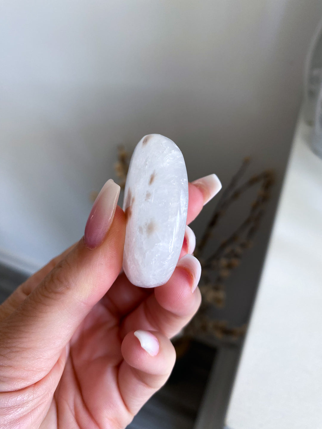 XSmall Pink Amethyst in Quartz Palm Stone 