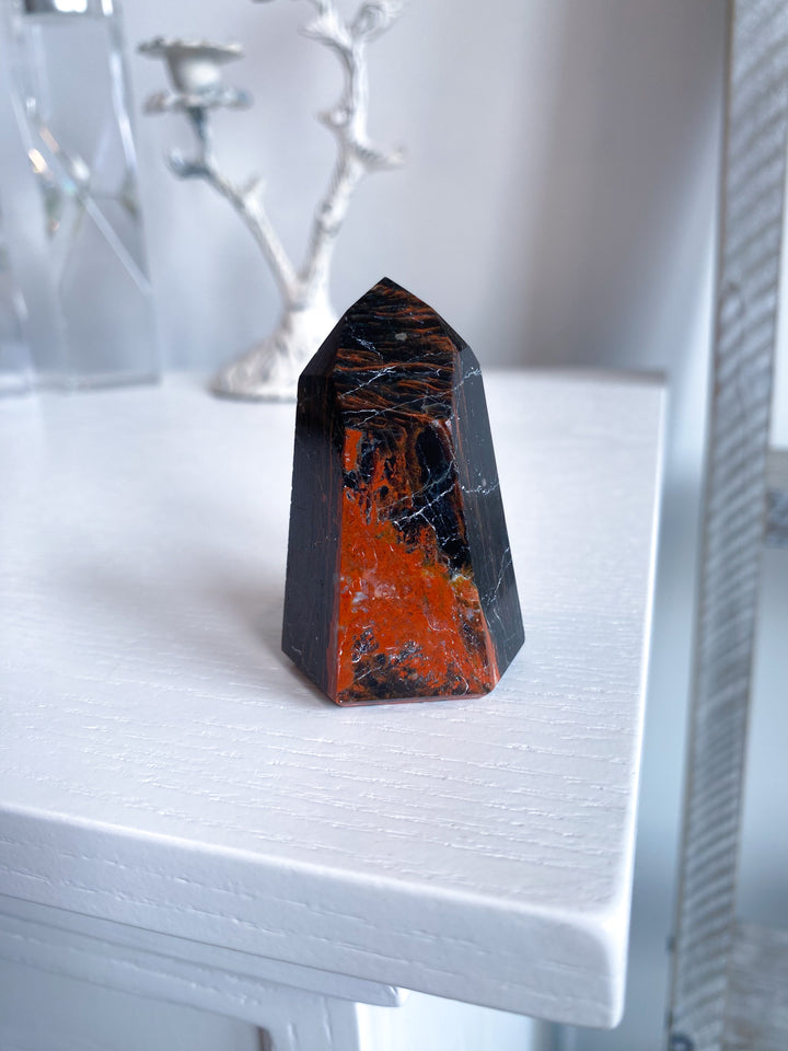 Black Tourmaline with Hematite Tower #4