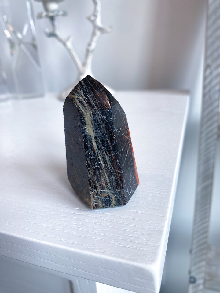 Black Tourmaline with Hematite Tower #4