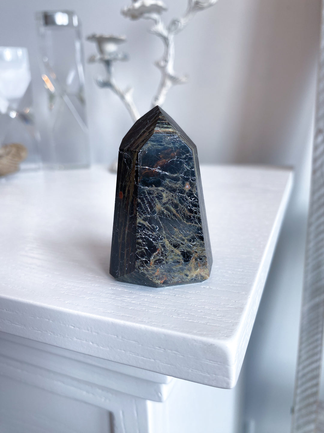 Black Tourmaline with Hematite Tower #4