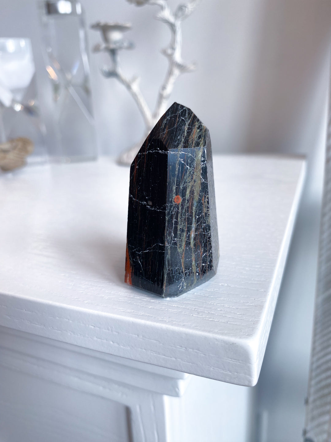 Black Tourmaline with Hematite Tower #4