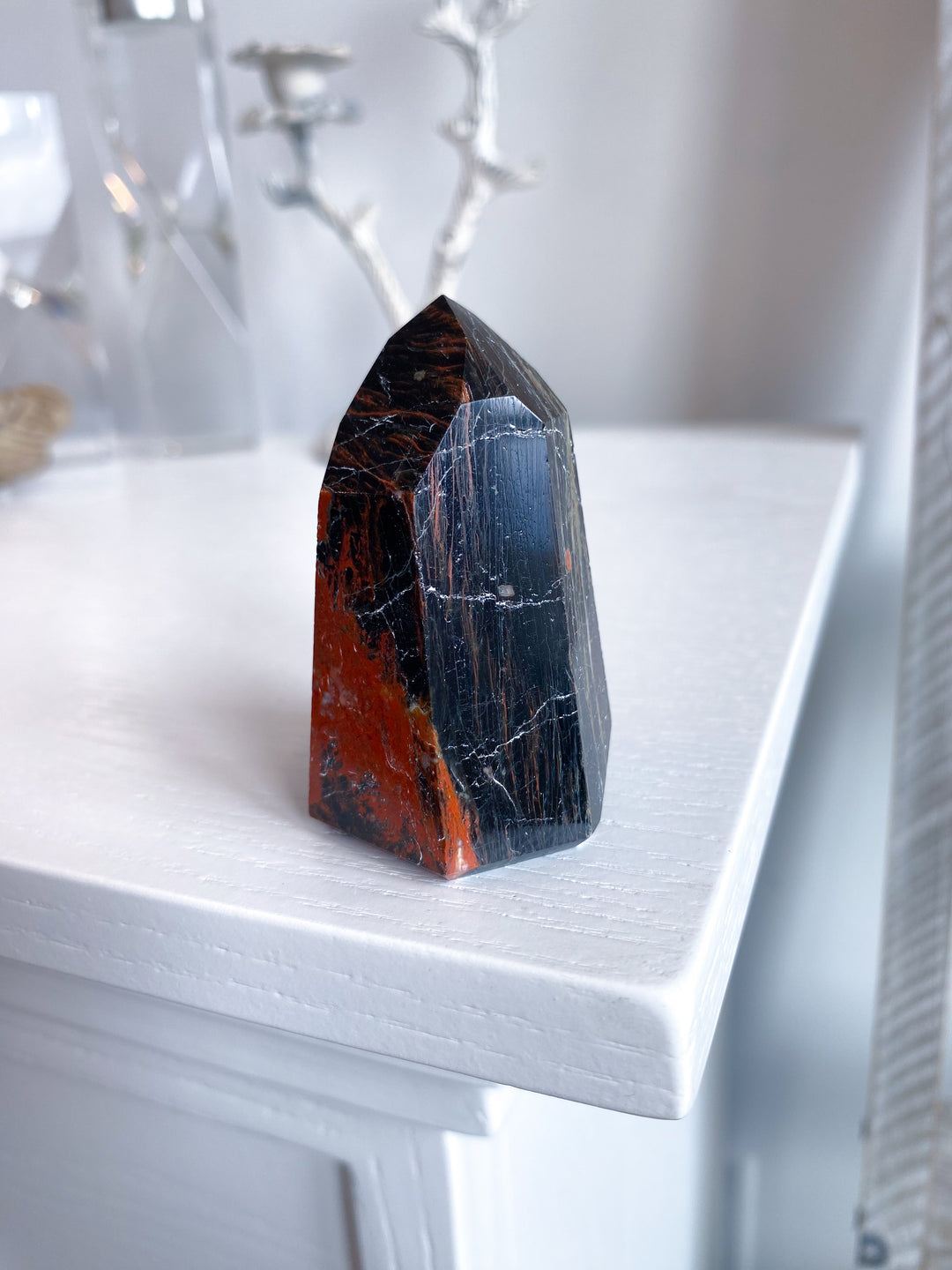 Black Tourmaline with Hematite Tower #4