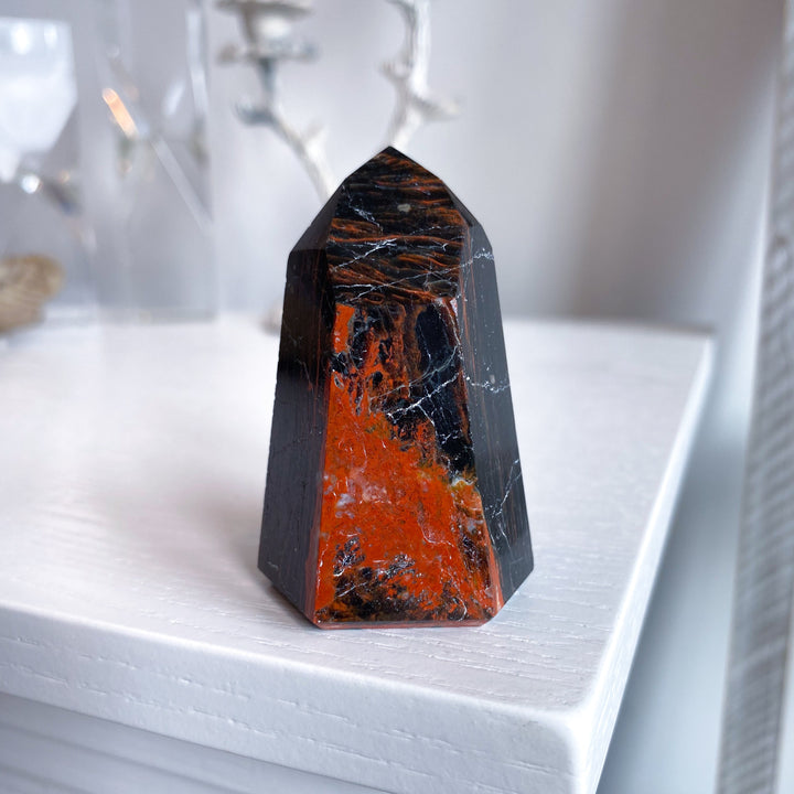 Black Tourmaline with Hematite Tower #4