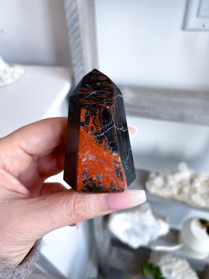 Black Tourmaline with Hematite Tower #4