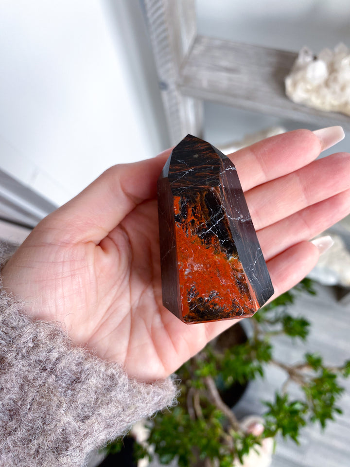 Black Tourmaline with Hematite Tower #4