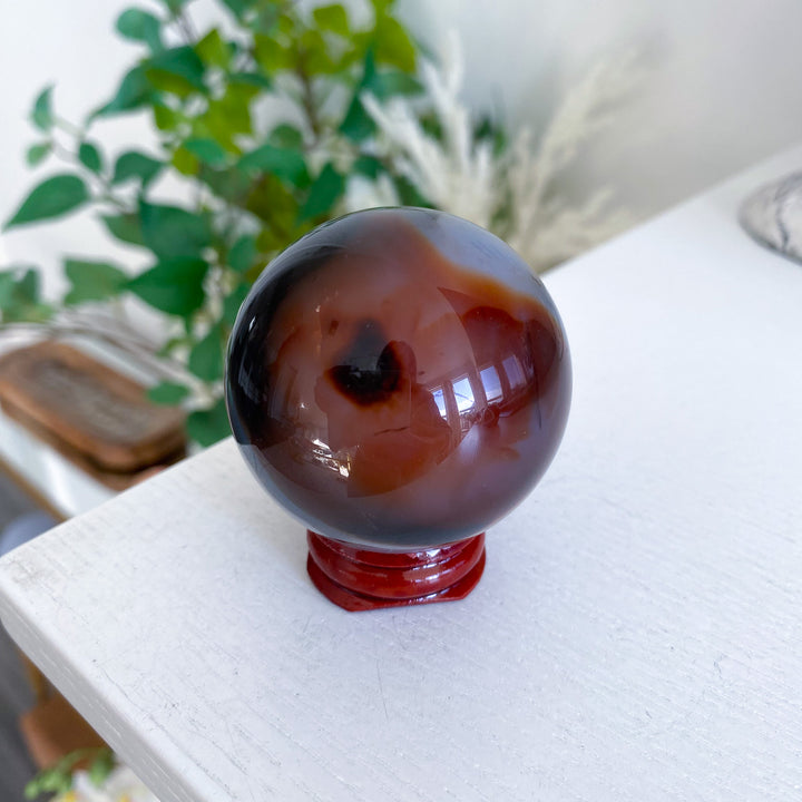 Small Red, Black &amp; White Agate Sphere 