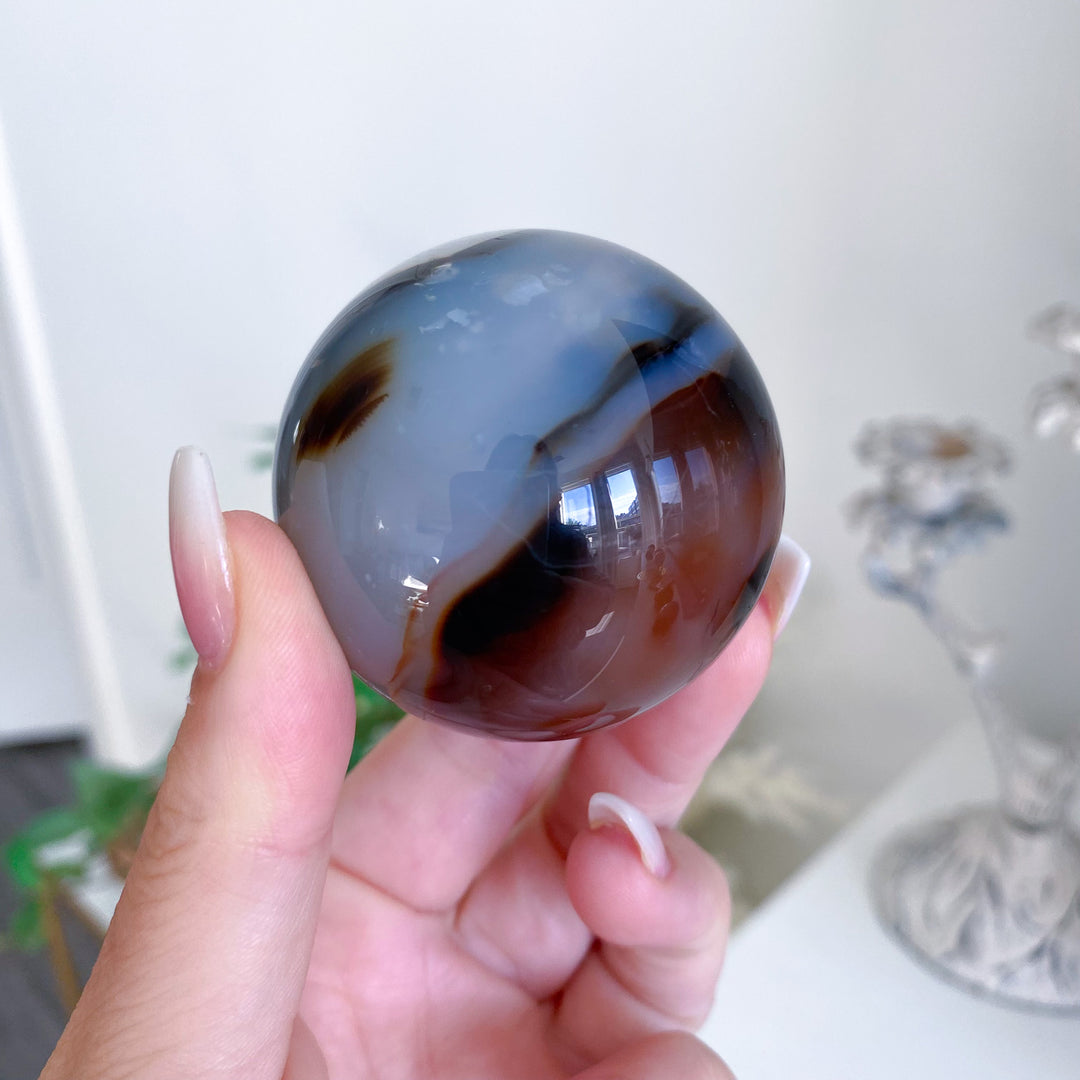 Small Red, Black &amp; White Agate Sphere 