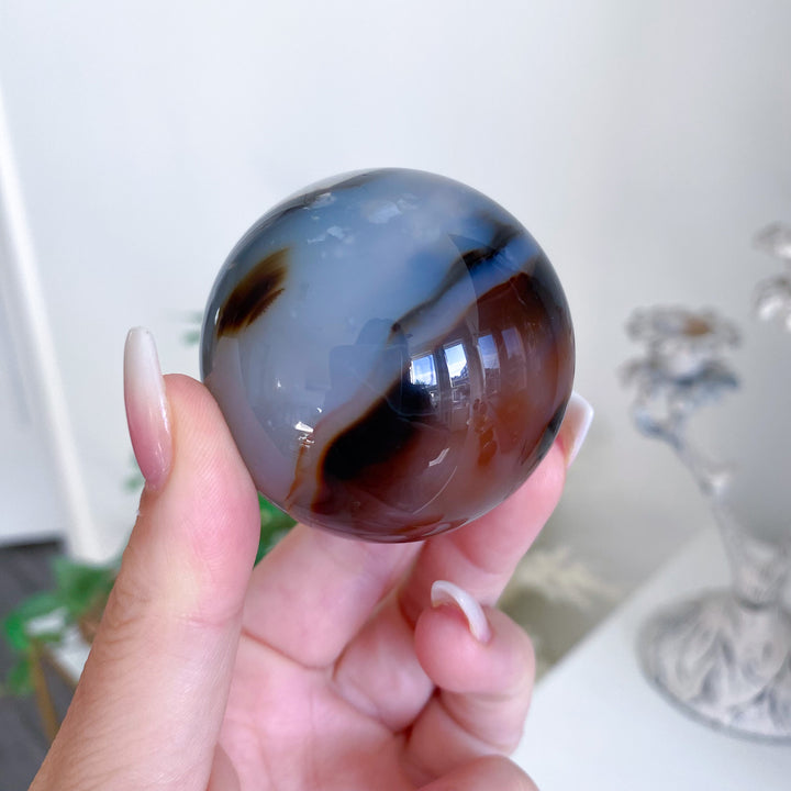 Small Red, Black &amp; White Agate Sphere 