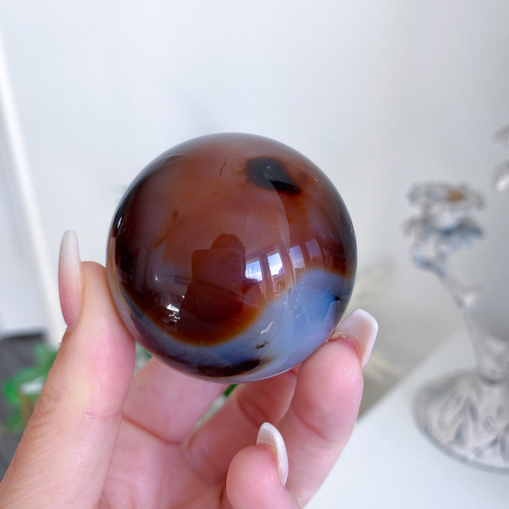 Small Red, Black &amp; White Agate Sphere 