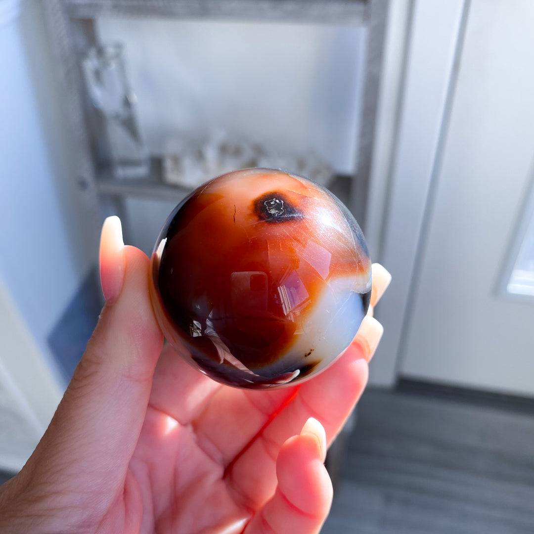 Small Red, Black &amp; White Agate Sphere 