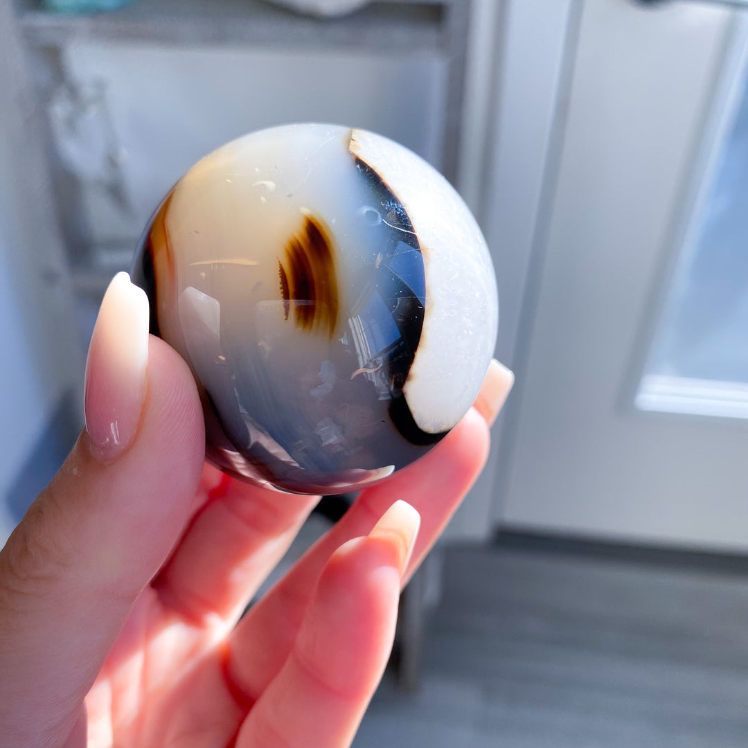 Small Red, Black &amp; White Agate Sphere 