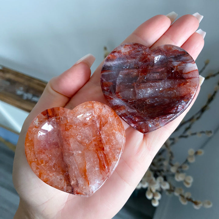 Small Fire Quartz Heart Bowl 2"